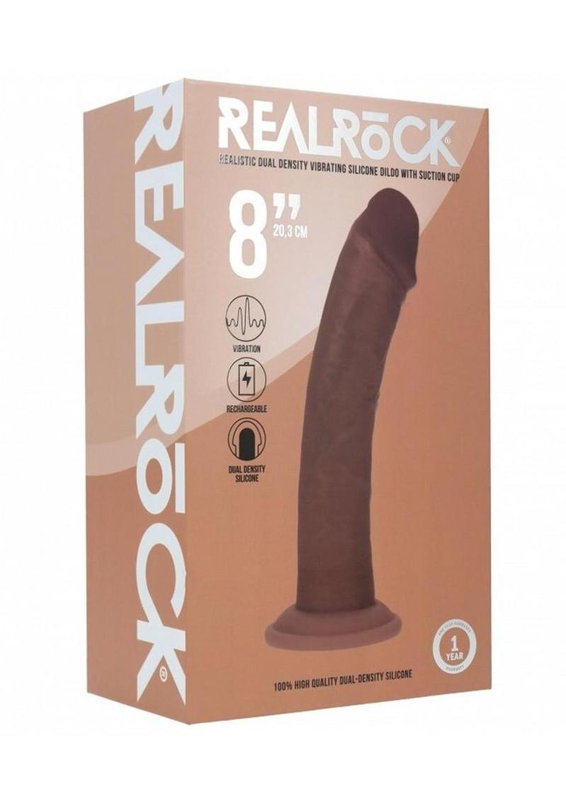 Realrock Dual Layered Rechargeable Silicone Curved Realistic Vibrating Dildo with Suction Cup
