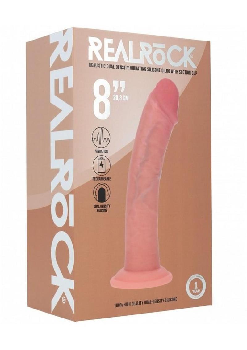Realrock Dual Layered Rechargeable Silicone Curved Realistic Vibrating Dildo with Suction Cup