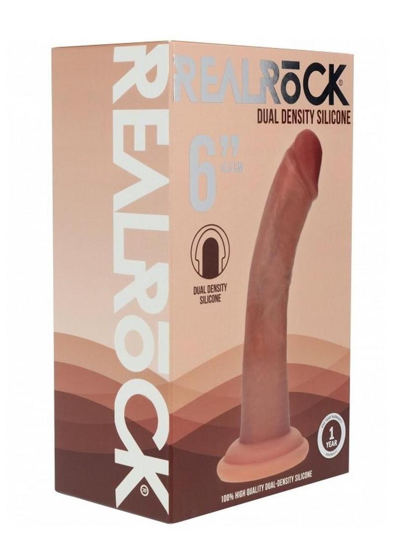 Realrock Dual Layered Silicone Curved Realistic Dildo with Suction Cup