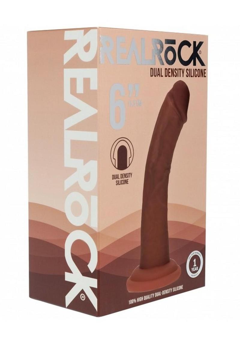 Realrock Dual Layered Silicone Curved Realistic Dildo with Suction Cup