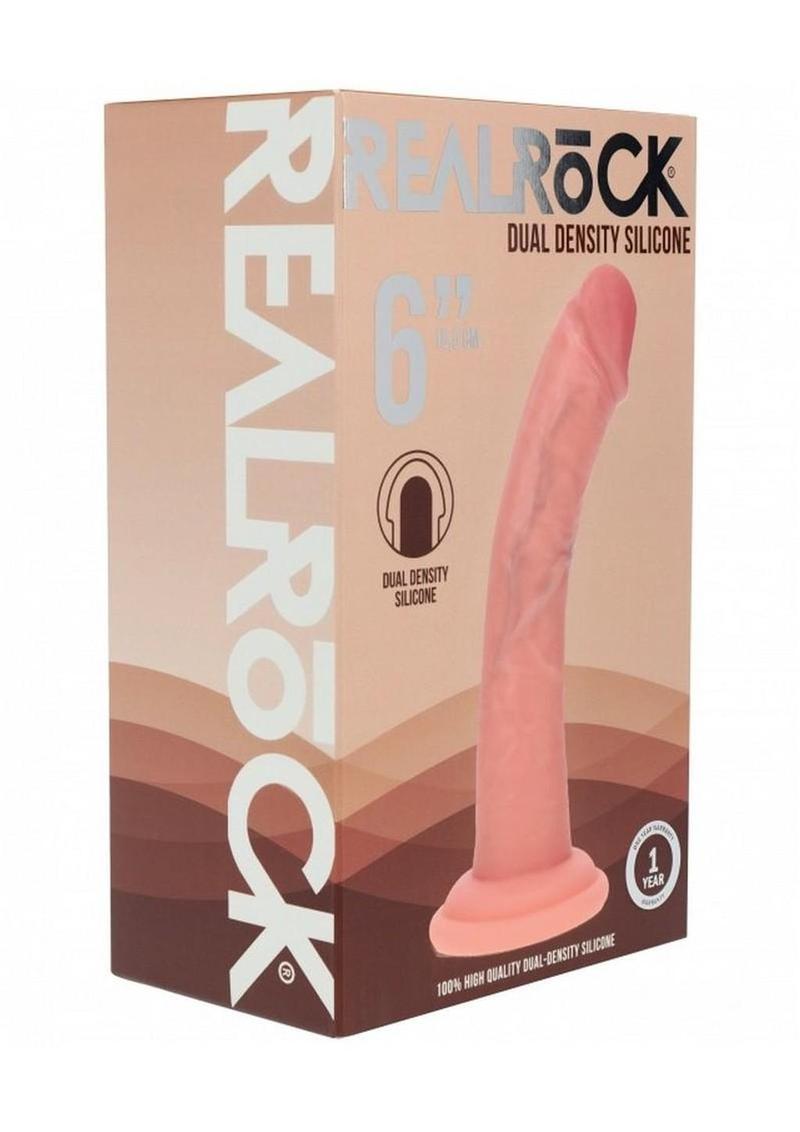 Realrock Dual Layered Silicone Curved Realistic Dildo with Suction Cup