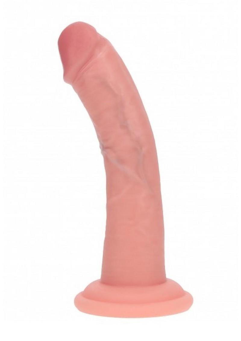 Realrock Dual Layered Silicone Curved Realistic Dildo with Suction Cup