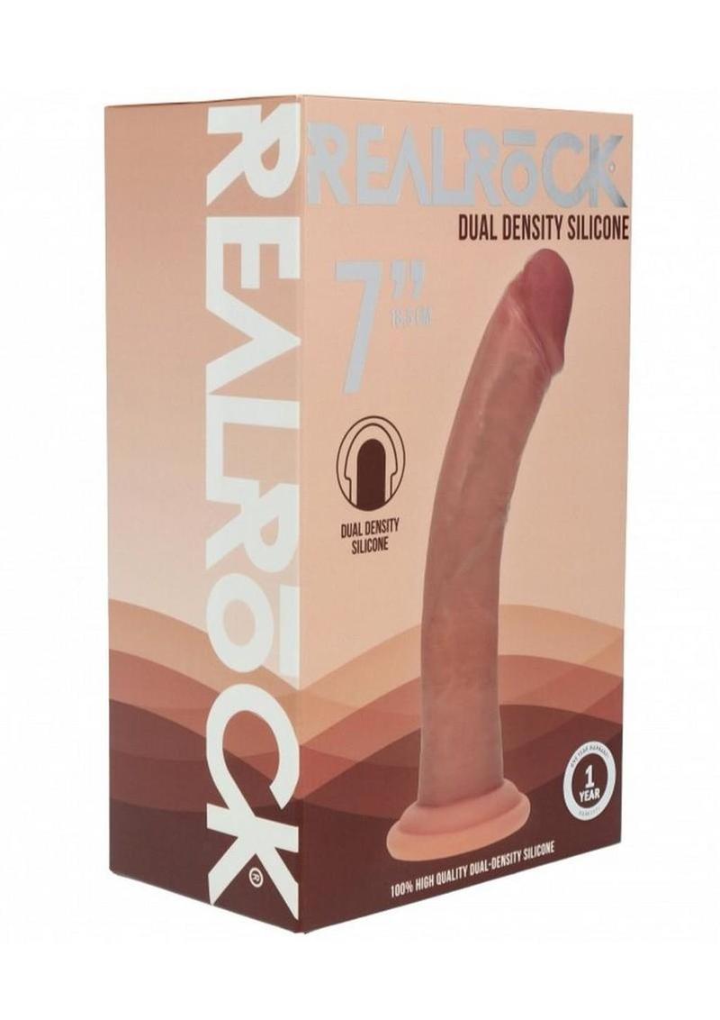 Realrock Dual Layered Silicone Curved Realistic Dildo with Suction Cup