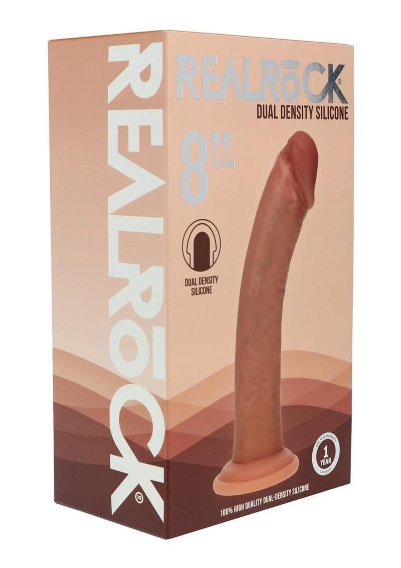Realrock Dual Layered Silicone Curved Realistic Dildo with Suction Cup