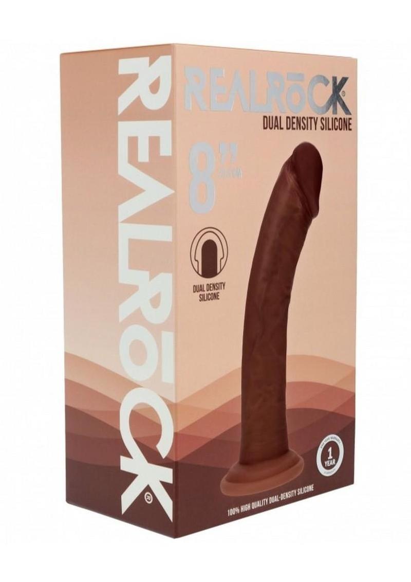 Realrock Dual Layered Silicone Curved Realistic Dildo with Suction Cup