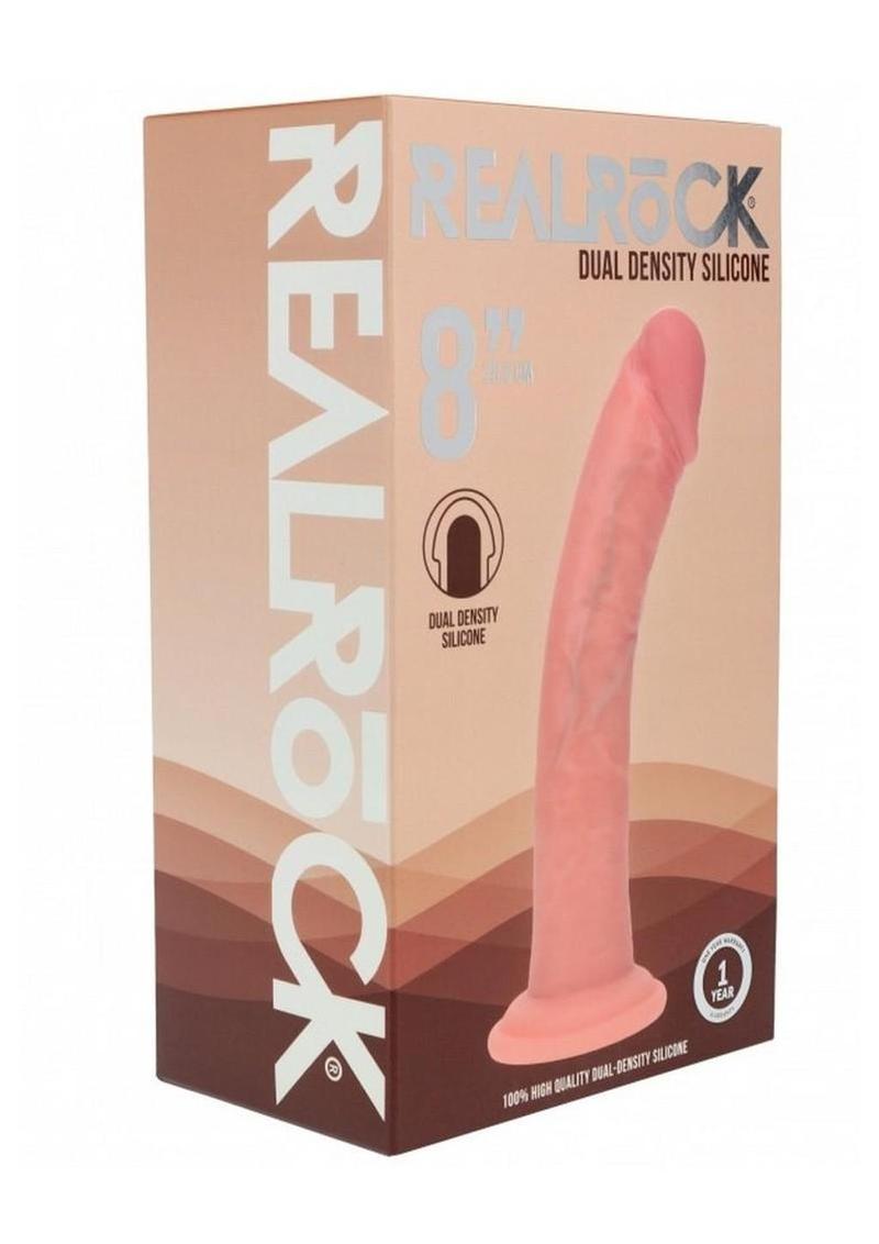 Realrock Dual Layered Silicone Curved Realistic Dildo with Suction Cup