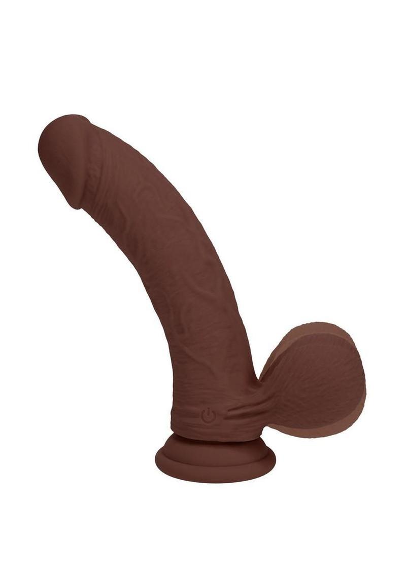 Realrock Rechargeable Silicone Dual Layered Vibrating Curved Dildo with Weighted Balls