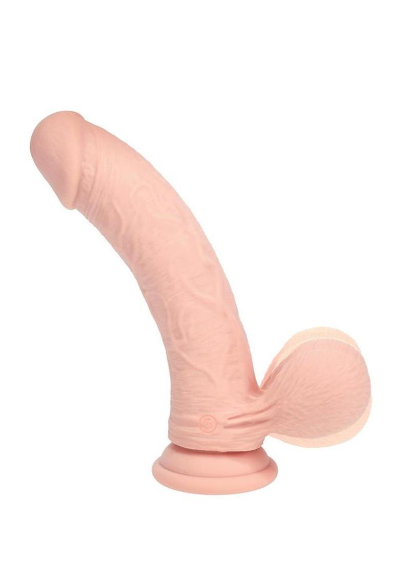 Realrock Rechargeable Silicone Dual Layered Vibrating Curved Dildo with Weighted Balls