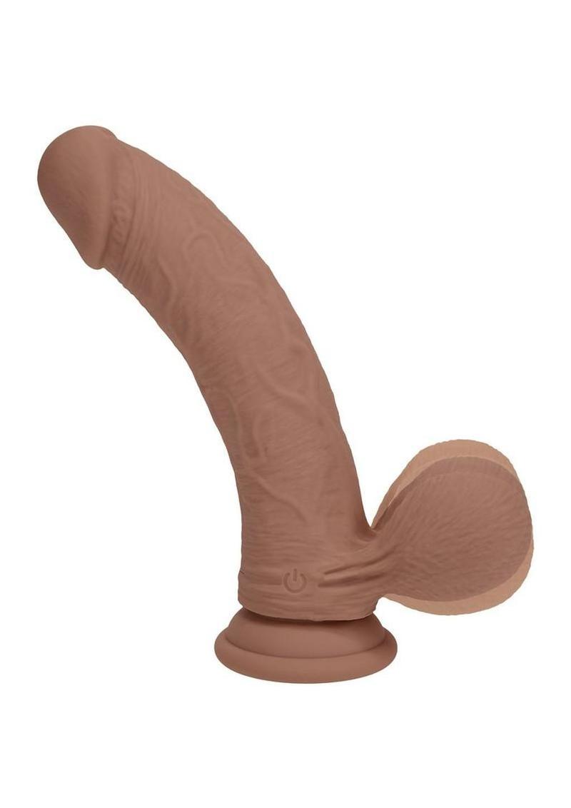 Realrock Rechargeable Silicone Dual Layered Vibrating Curved Dildo with Weighted Balls