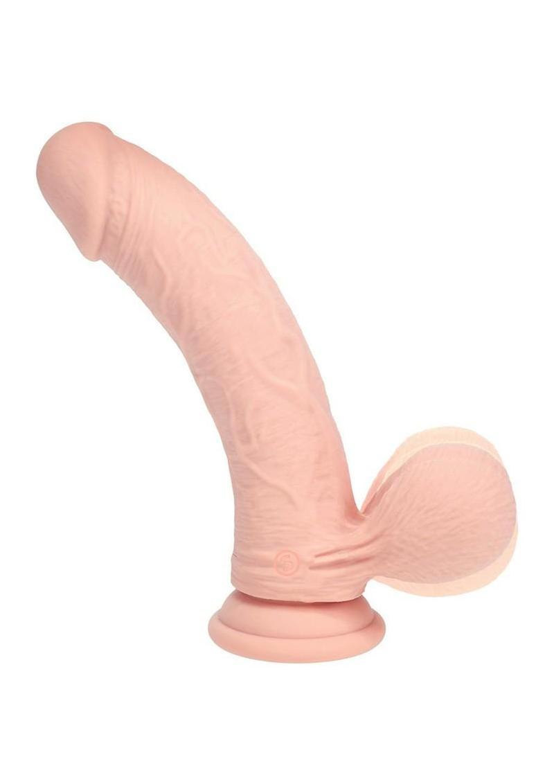 Realrock Rechargeable Silicone Dual Layered Vibrating Curved Dildo with Weighted Balls
