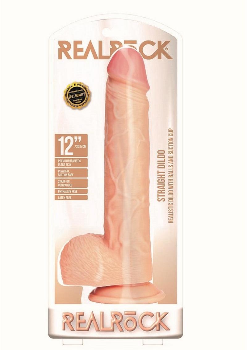Realrock Straight Realistic Dildo with Balls and Suction Cup