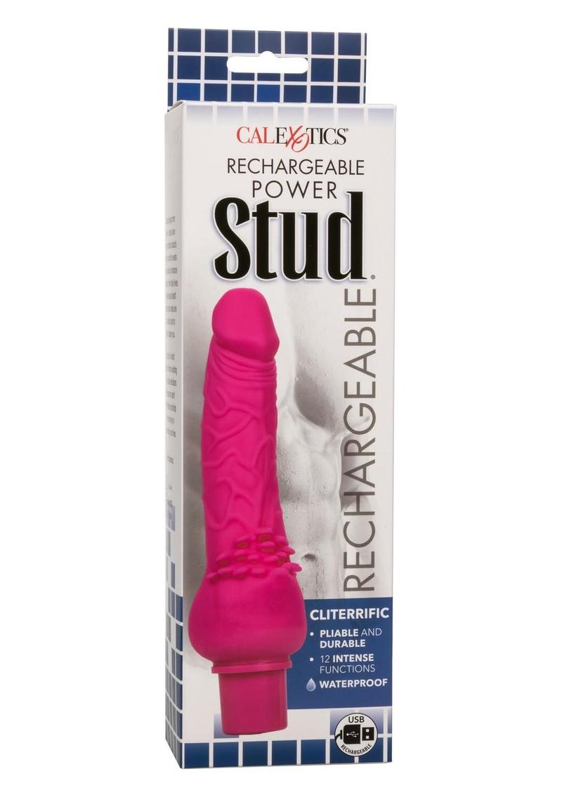 Rechargeable Power Stud Cliterrific Silicone Vibrating Dong