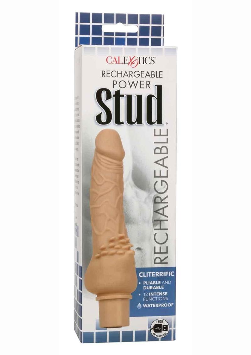 Rechargeable Power Stud Cliterrific Silicone Vibrating Dong