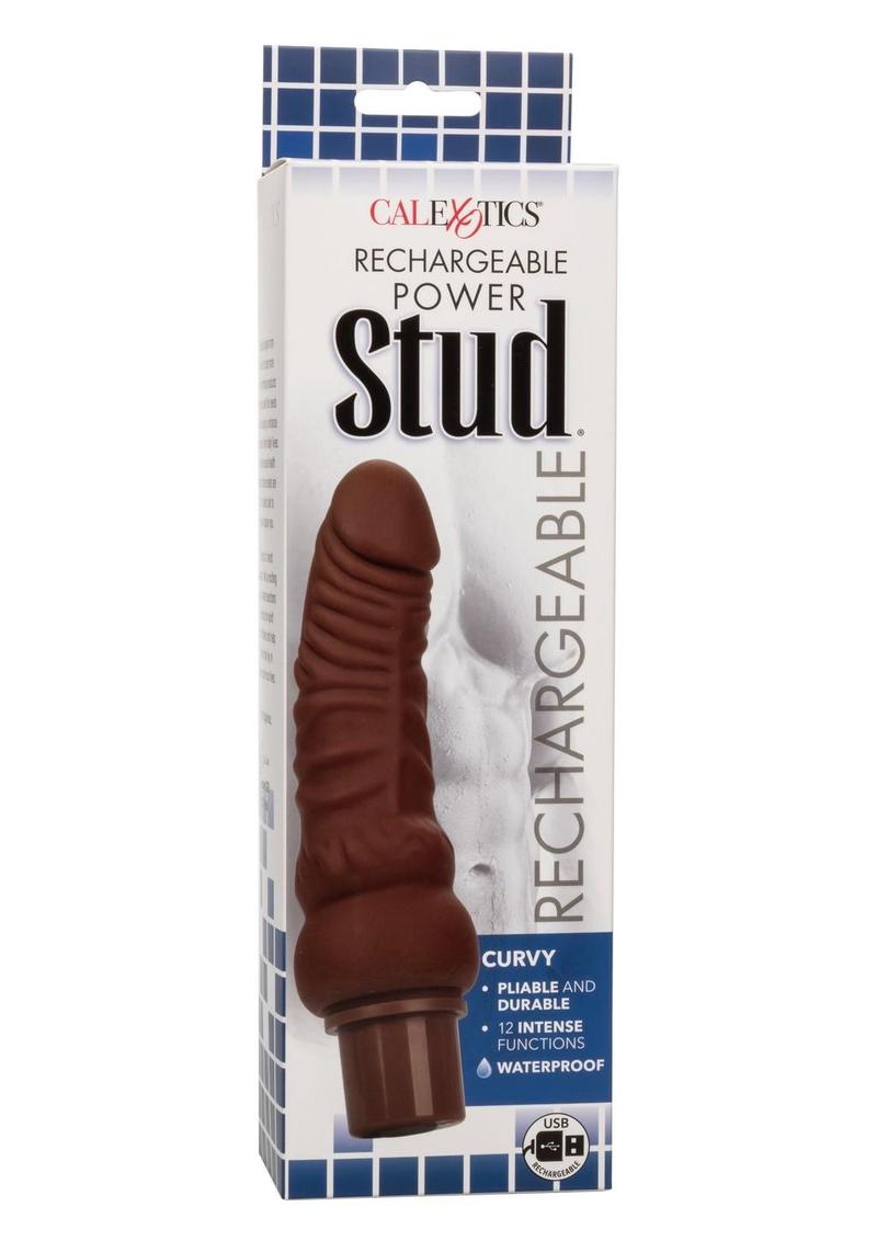 Rechargeable Power Stud Curvy Silicone Vibrating Dong