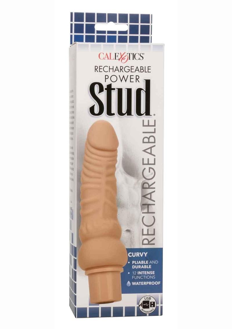 Rechargeable Power Stud Curvy Silicone Vibrating Dong