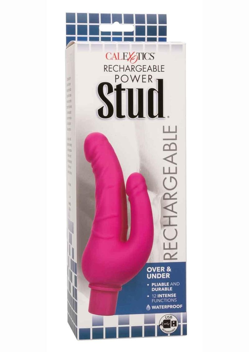 Rechargeable Power Stud Over and Under Silicone Vibrating Double Dong