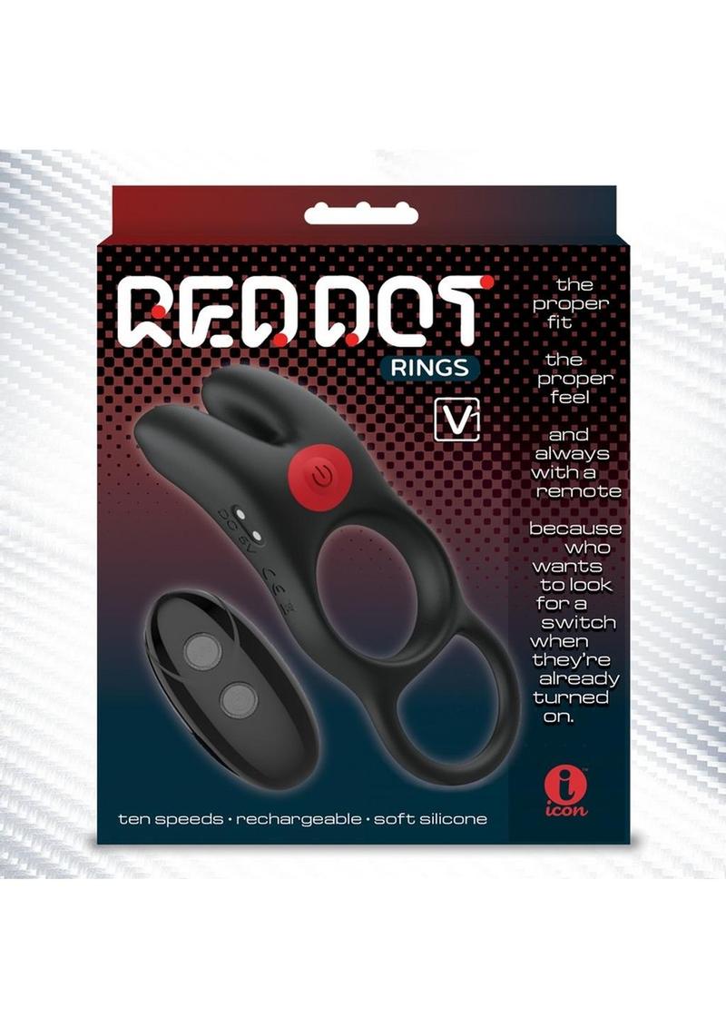 Red Dot Silicone Rechargeable Vibrating Cock Ring V1 with Remote Control