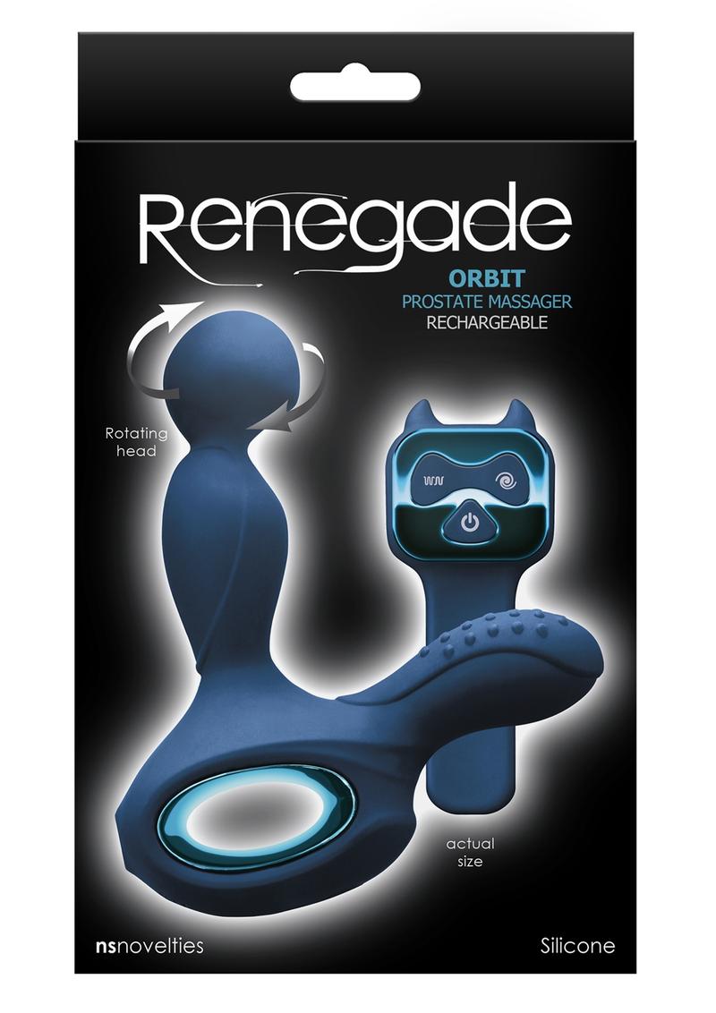 Renegade Orbit Rechargeable Silicone Vibrating Rotating Heated Prostate Stimulator with Remote Control