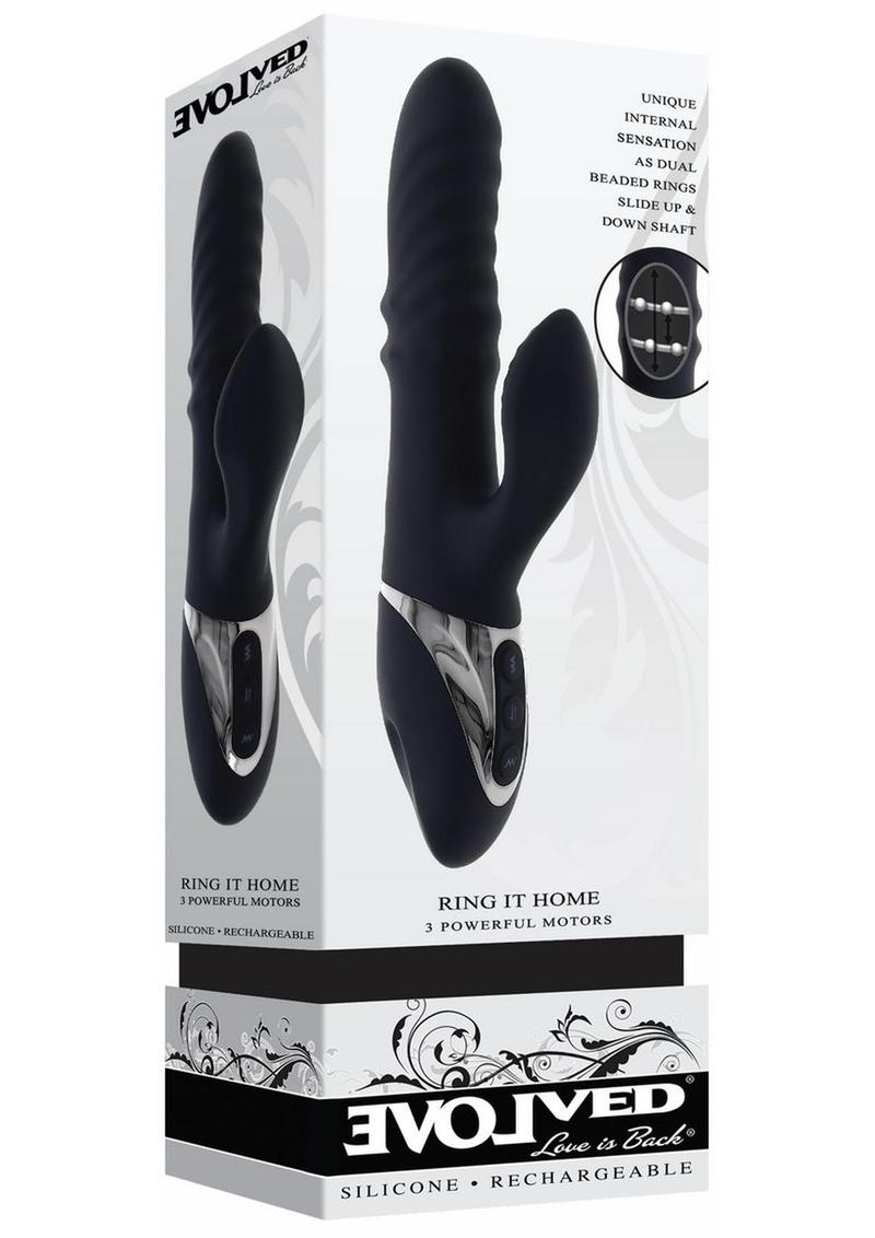 Ring It Home Silicone Rechargeable Vibrator with Clitoral Stimulator