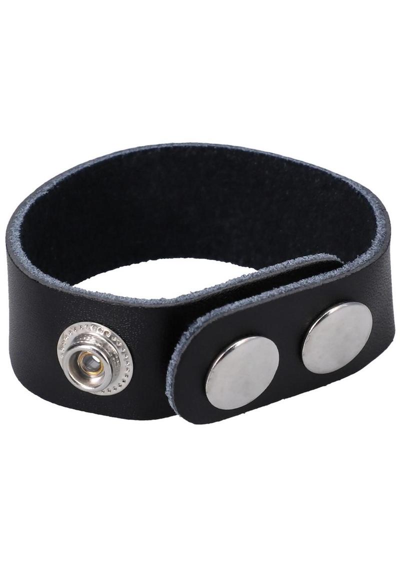 Rock Solid The Leather 3 Snap Adjustable Cock Ring