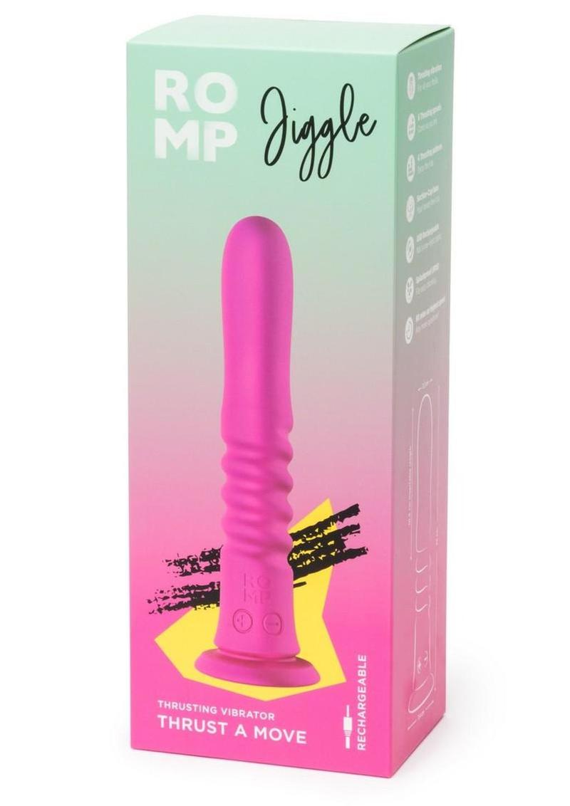 Romp Jiggle Rechargeable Silicone Thrusting Vibrating Dildo with Suction Cup