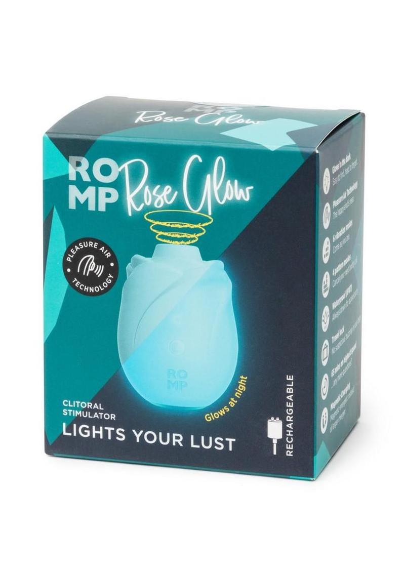 Romp Rose Glow Rechargeable Silicone Glow In The Dark Air Clitoral Stimulator