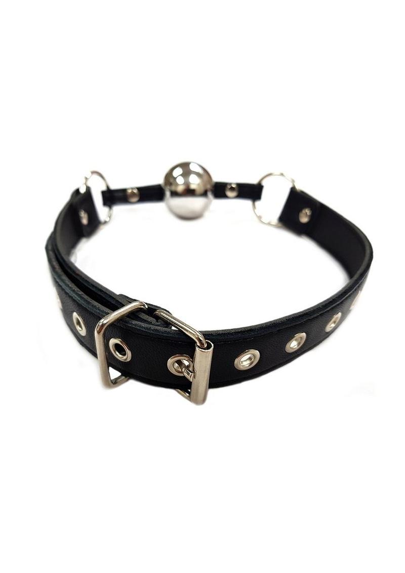 Rouge Adjustable Leather Adjustable Ball Gag with Stainless Steel Ball