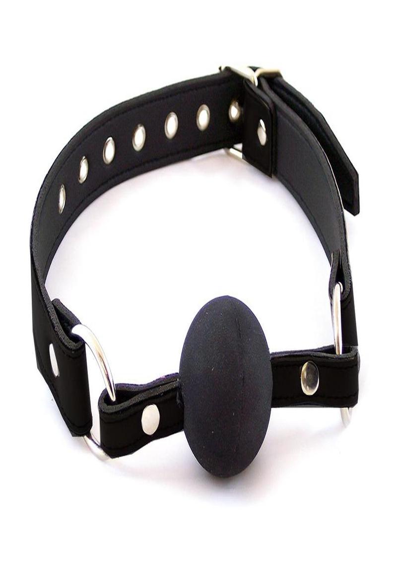 Rouge Fetish Play Leather Adjustable Ball Gag with Metal Accents