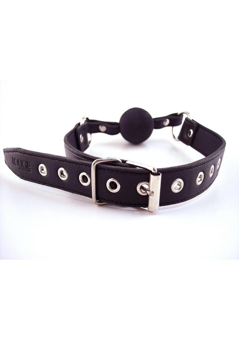 Rouge Fetish Play Leather Adjustable Ball Gag with Metal Accents