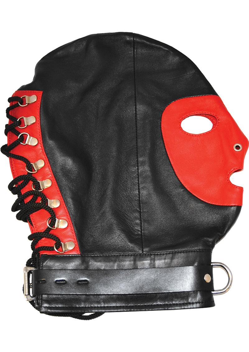 Rouge Leather Mask with D Ring and Lock Strap