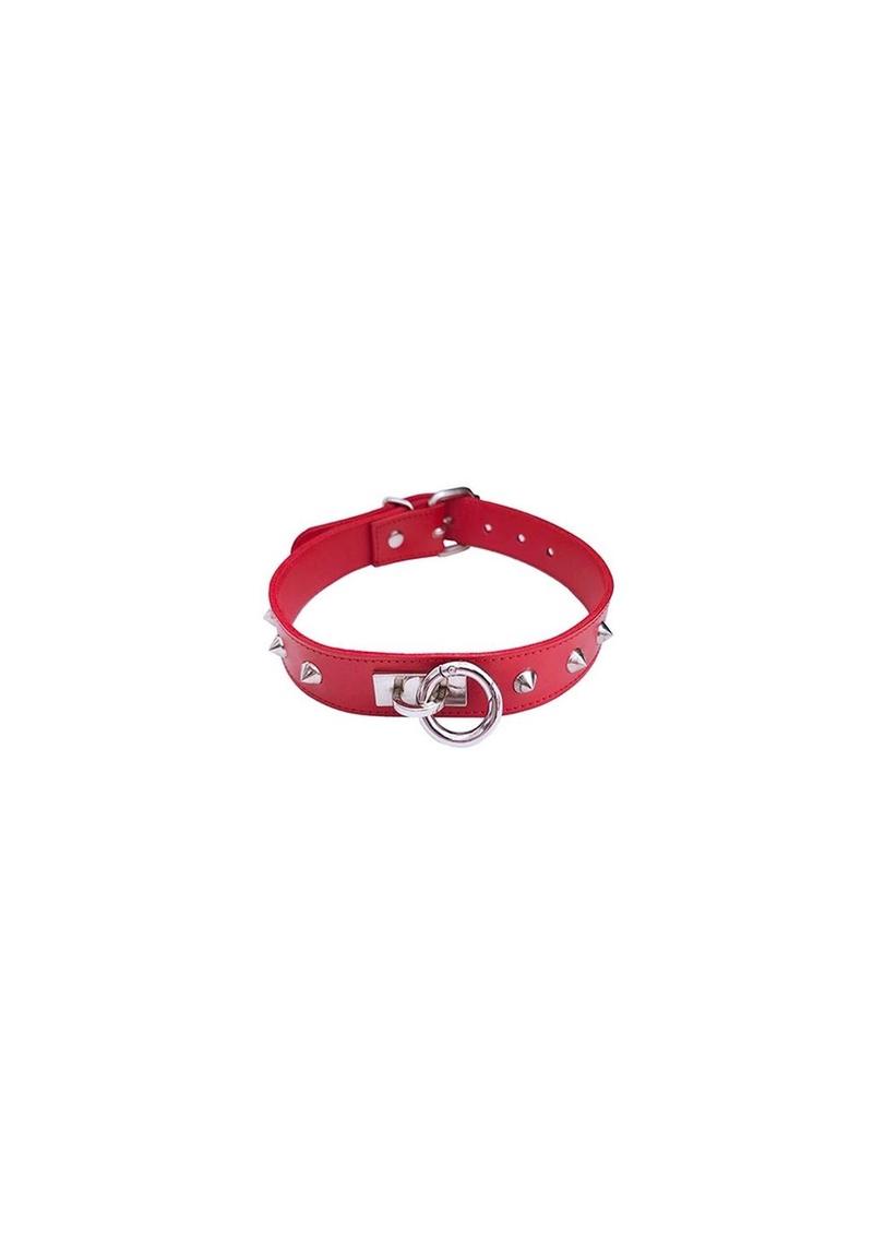 Rouge O Ring Studded Adjustable Leather Collar