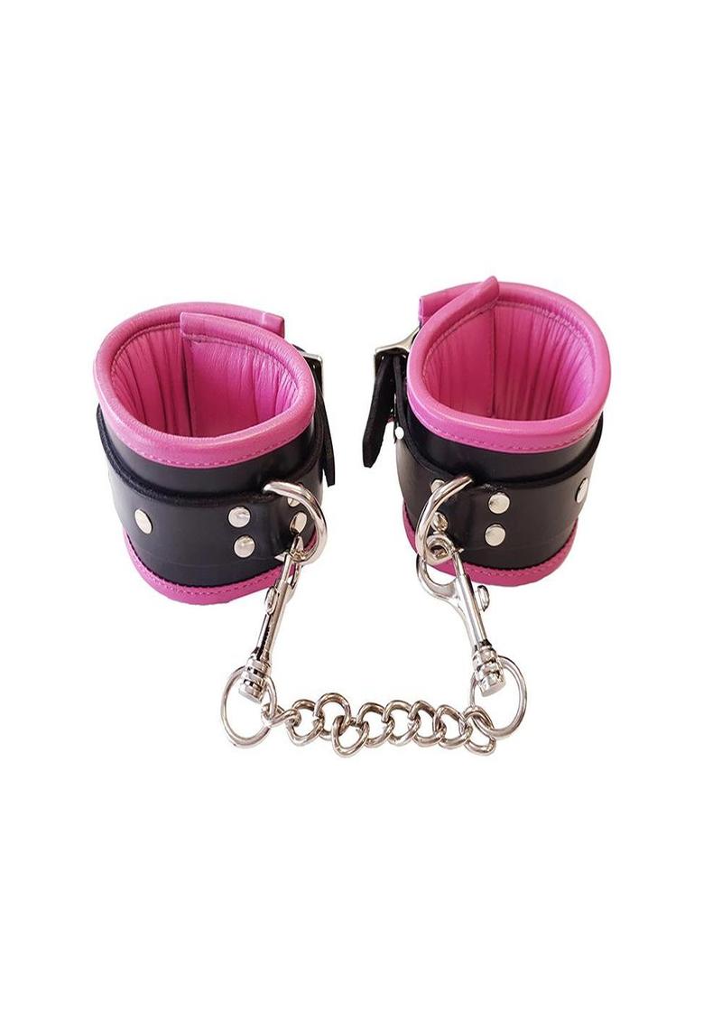 Rouge Padded Leather Adjustable Ankle Cuffs
