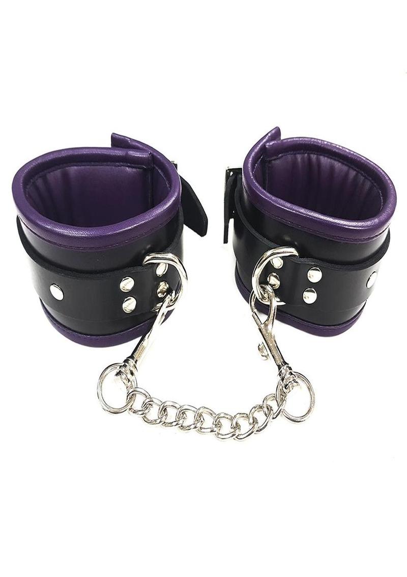 Rouge Padded Leather Adjustable Ankle Cuffs