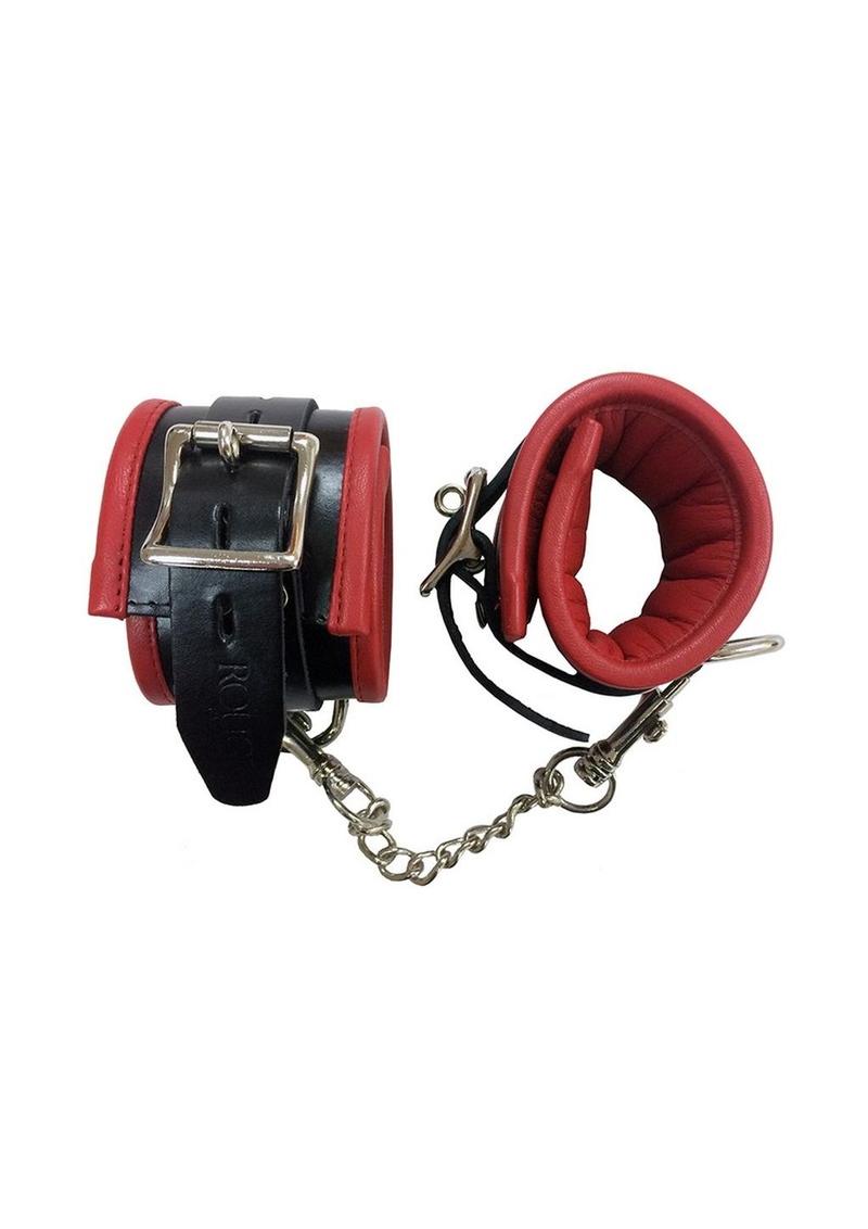 Rouge Padded Leather Adjustable Ankle Cuffs