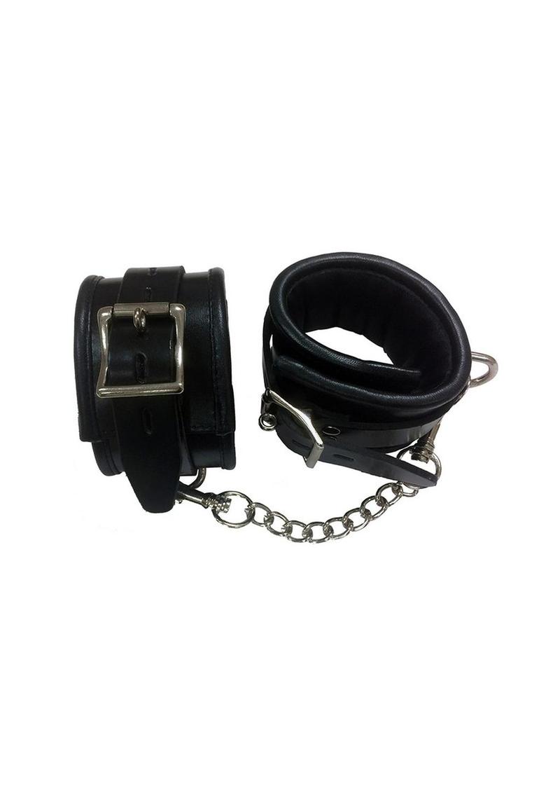 Rouge Padded Leather Adjustable Ankle Cuffs