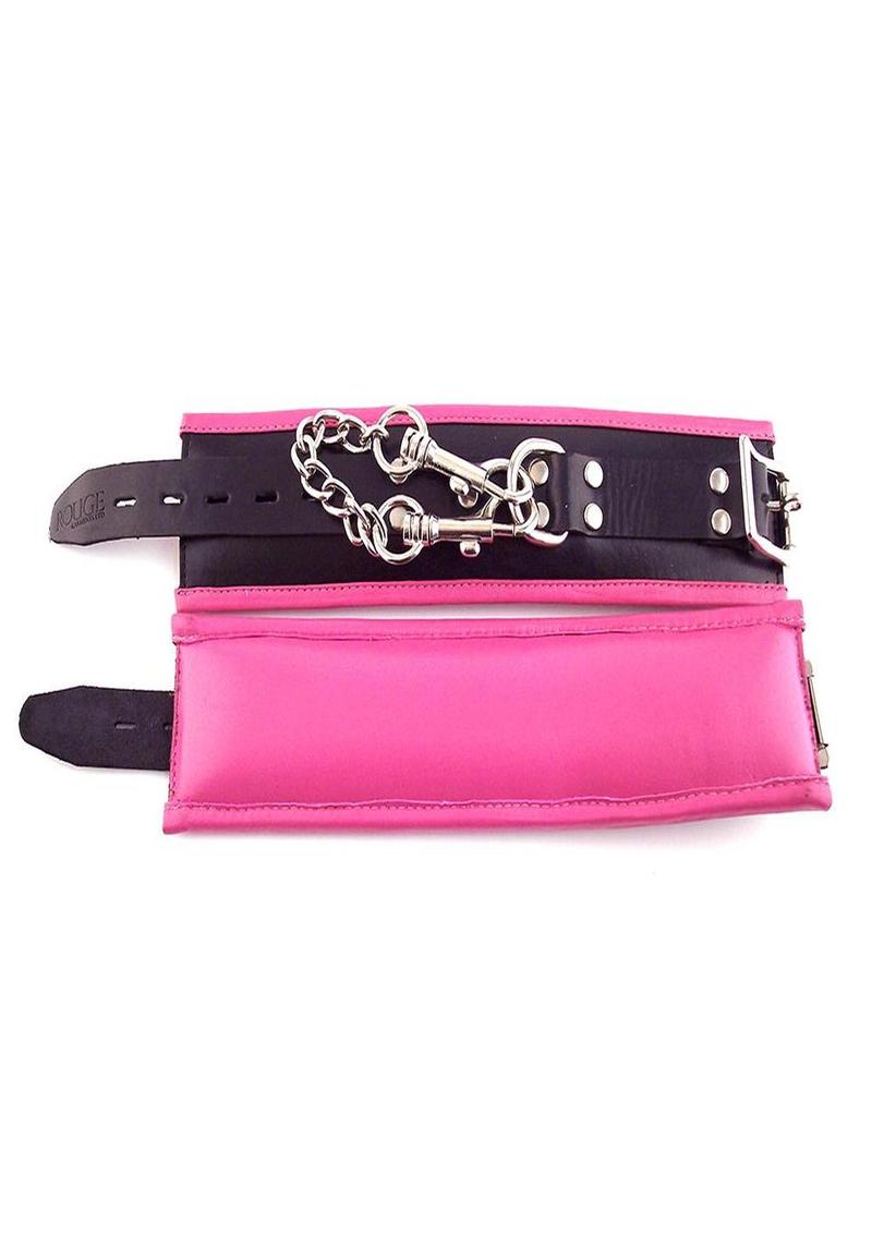 Rouge Padded Leather Adjustable Wrist Cuffs