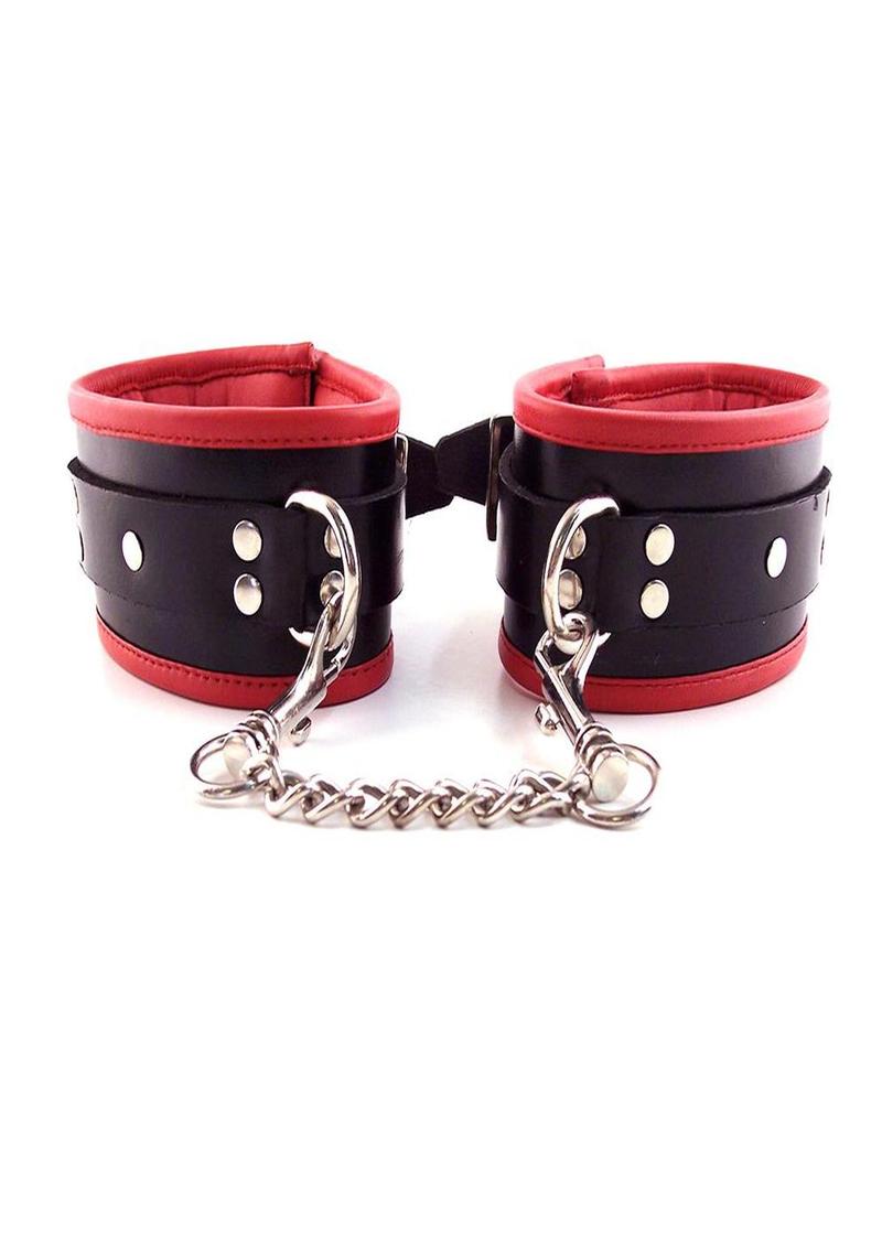 Rouge Padded Leather Adjustable Wrist Cuffs