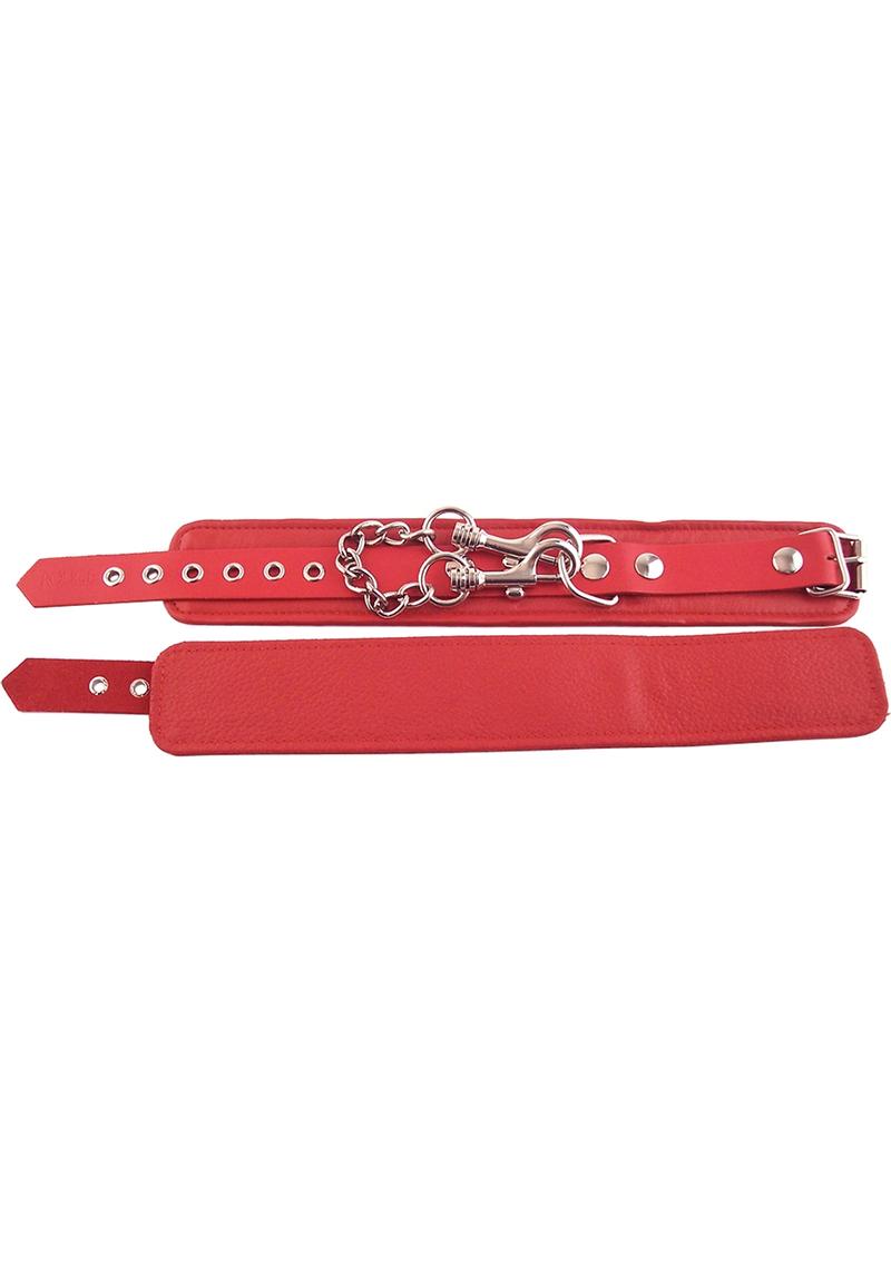 Rouge Plain Leather Adjustable Ankle Cuffs