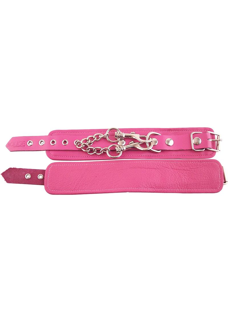 Rouge Plain Leather Adjustable Wrist Cuffs