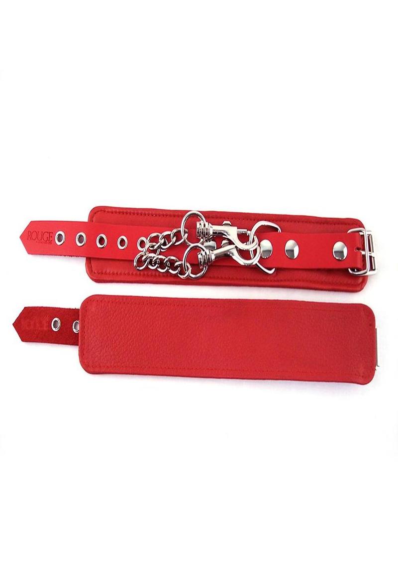 Rouge Plain Leather Adjustable Wrist Cuffs