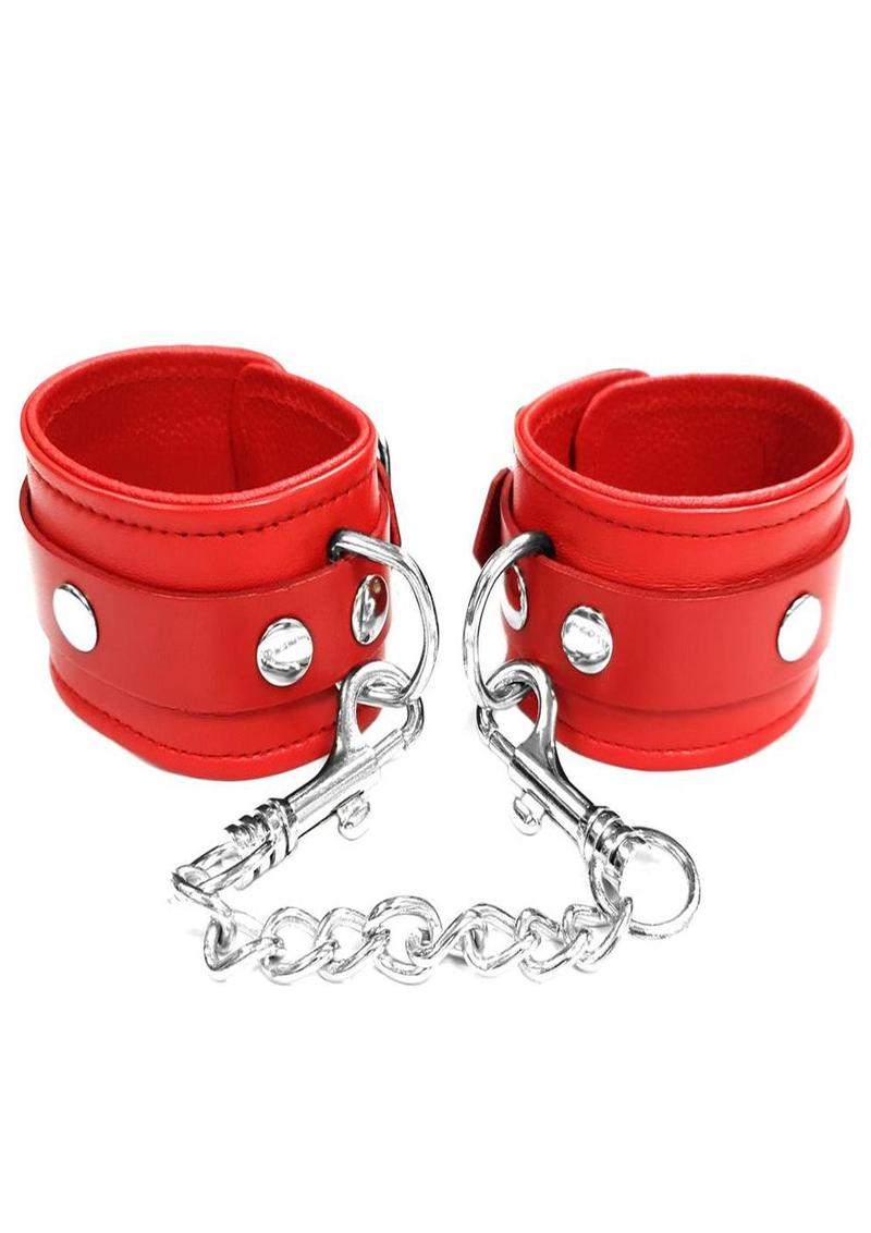Rouge Plain Leather Adjustable Wrist Cuffs