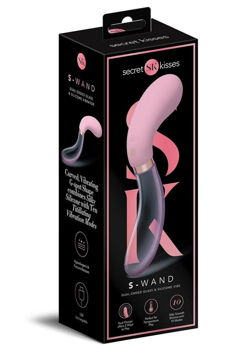 Secret Kisses Glass S Shape Rechargeable Silicone Dual End Vibrator