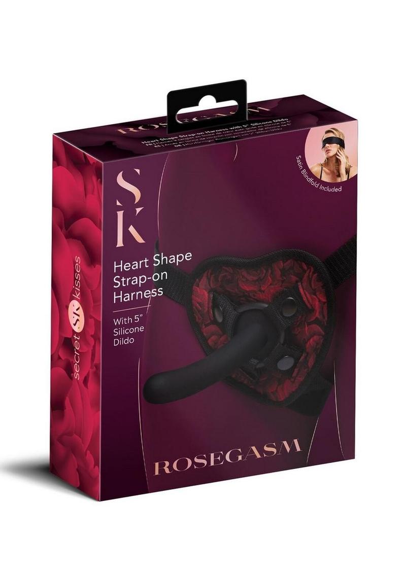 Secret Kisses Rosegasm Strap-On Harness with G-Spot Dildo and Blindfold