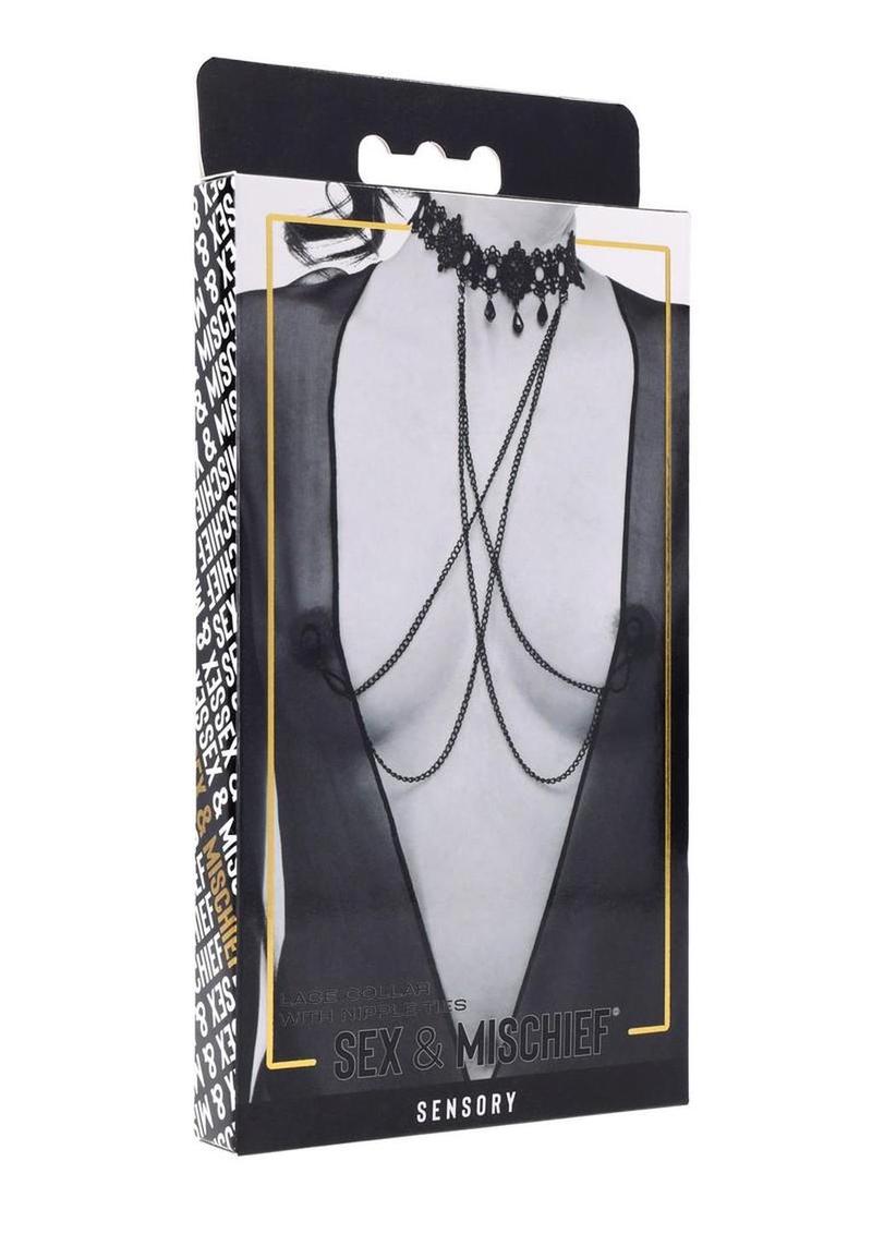 Sex and Mischief Lace Collar with Nipple Ties
