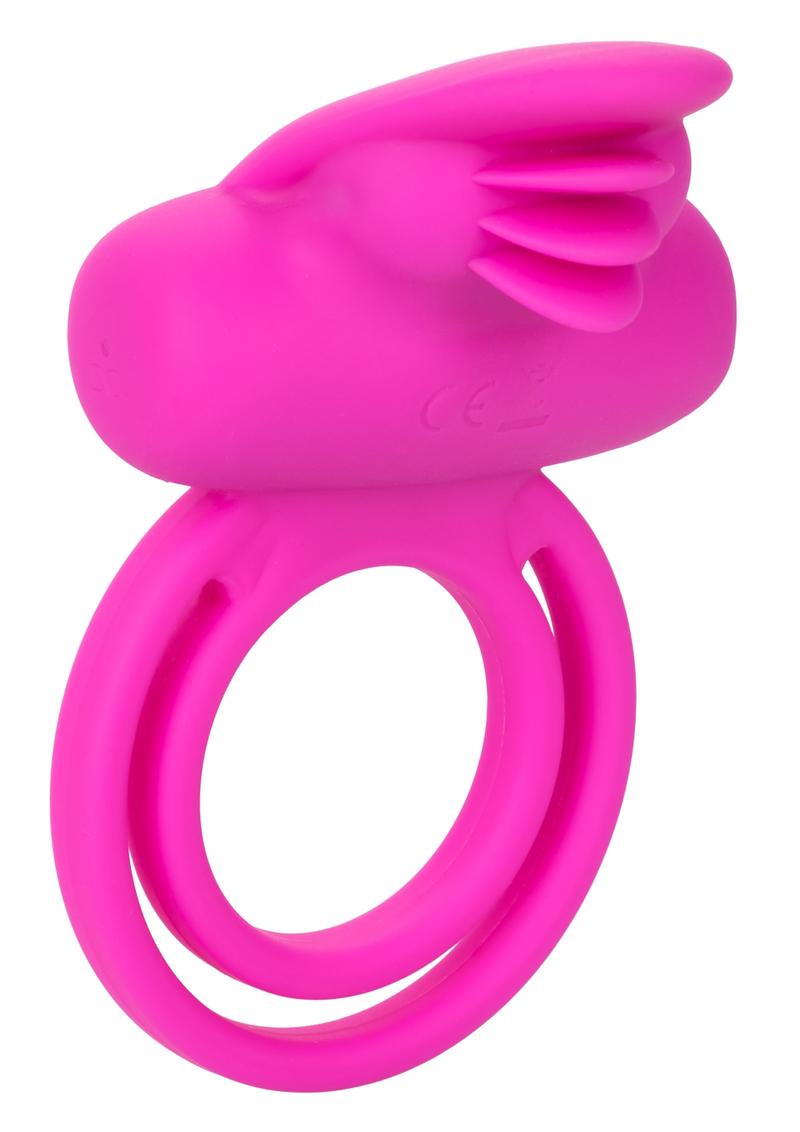 Silicone Rechargeable Dual Clit Flicker Vibrating Cockring Multispeed Waterproof