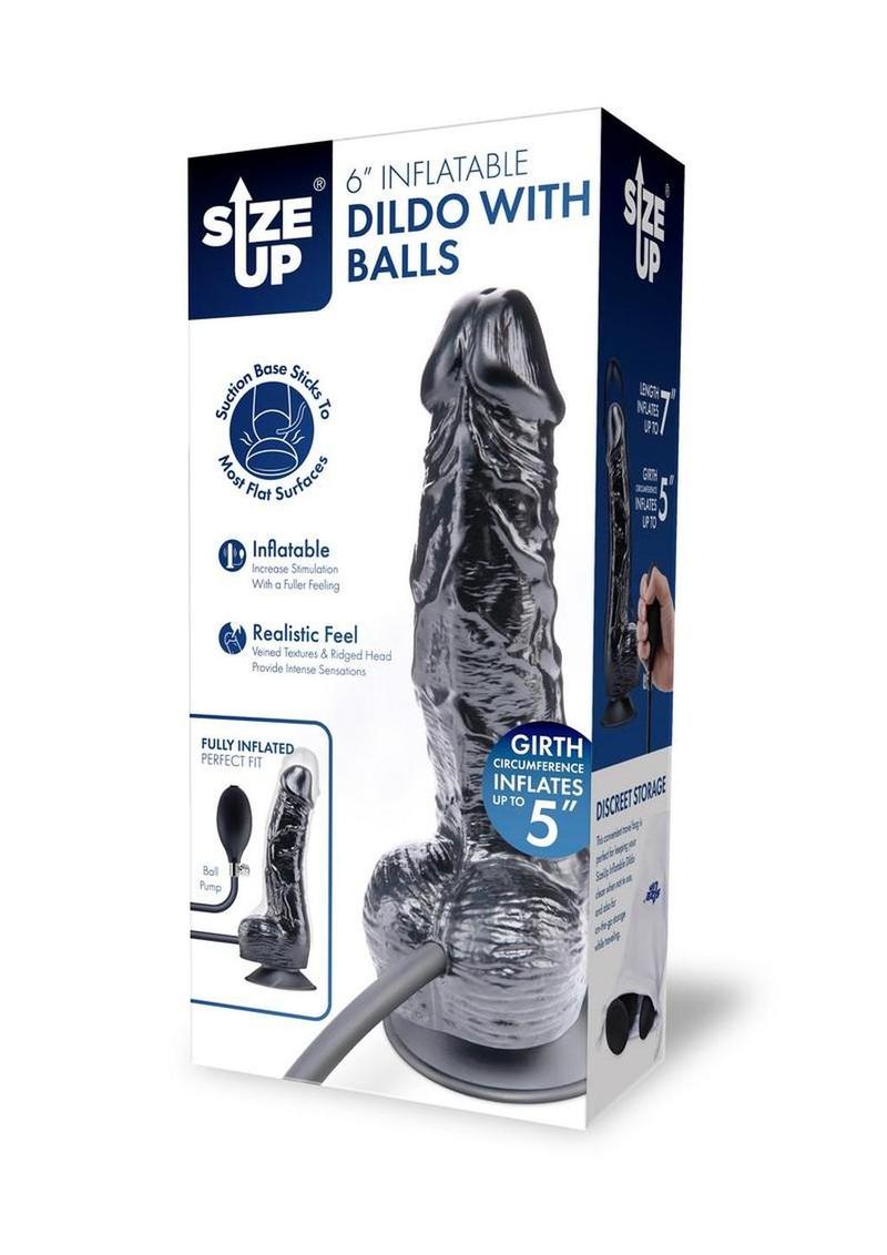 Size Up Ripple Inflatable Silicone Dildo with Balls