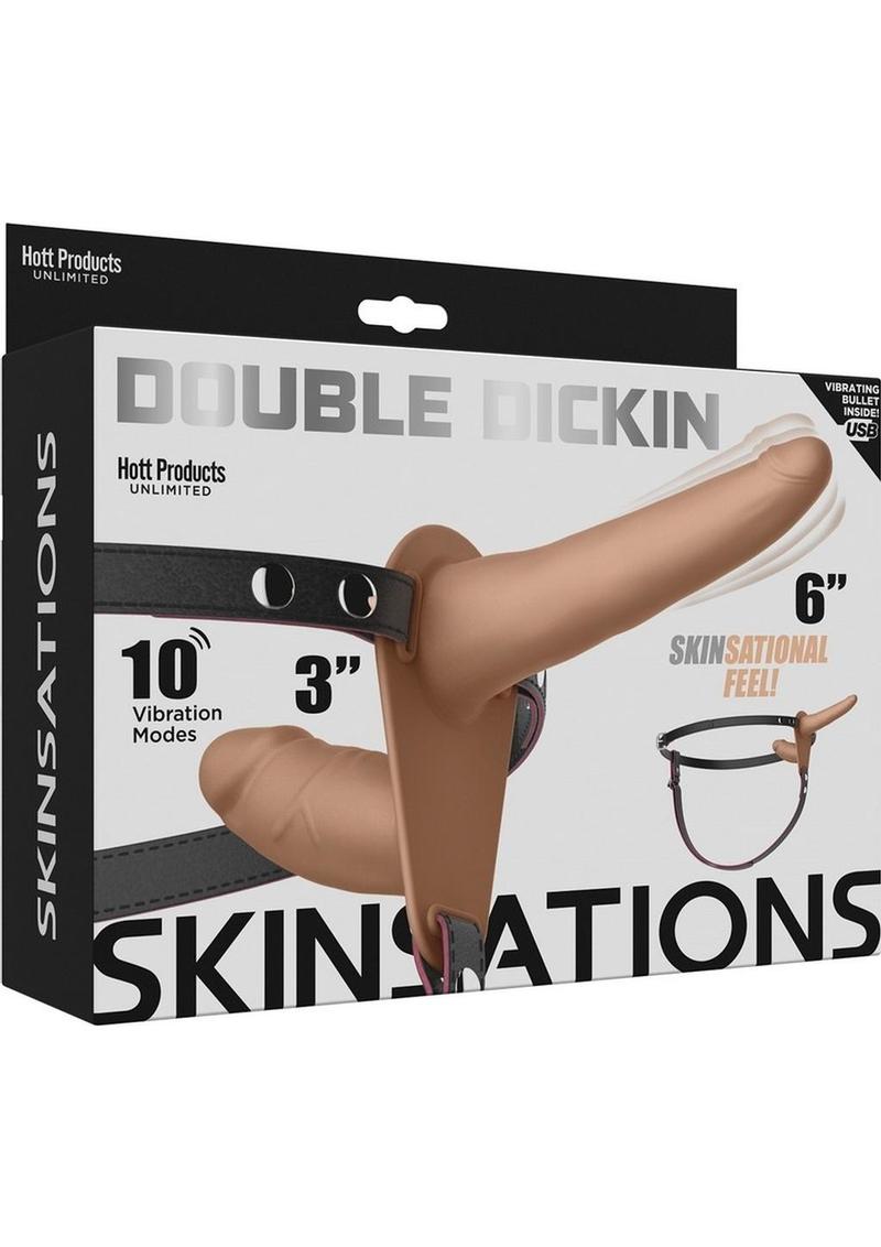 Skinsations Double Dickin Vibrating Adjustable Silicone Double Dildo Strap-On