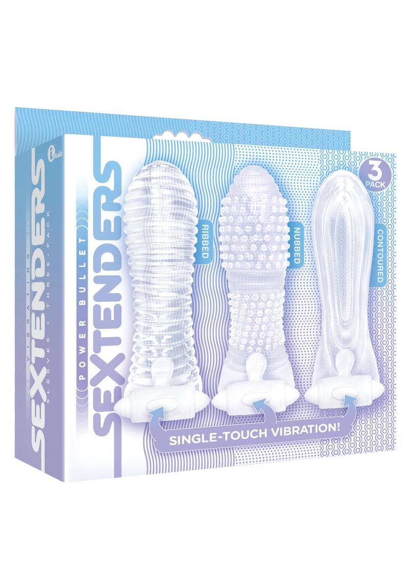 The 9's - Vibrating Sextenders, 3-Pack, Nubbed, Contoured, Ribbed