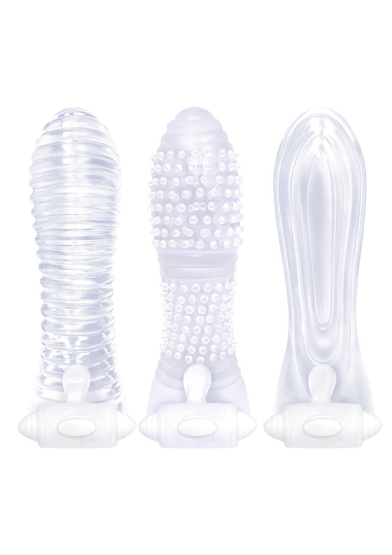 The 9's - Vibrating Sextenders, 3-Pack, Nubbed, Contoured, Ribbed