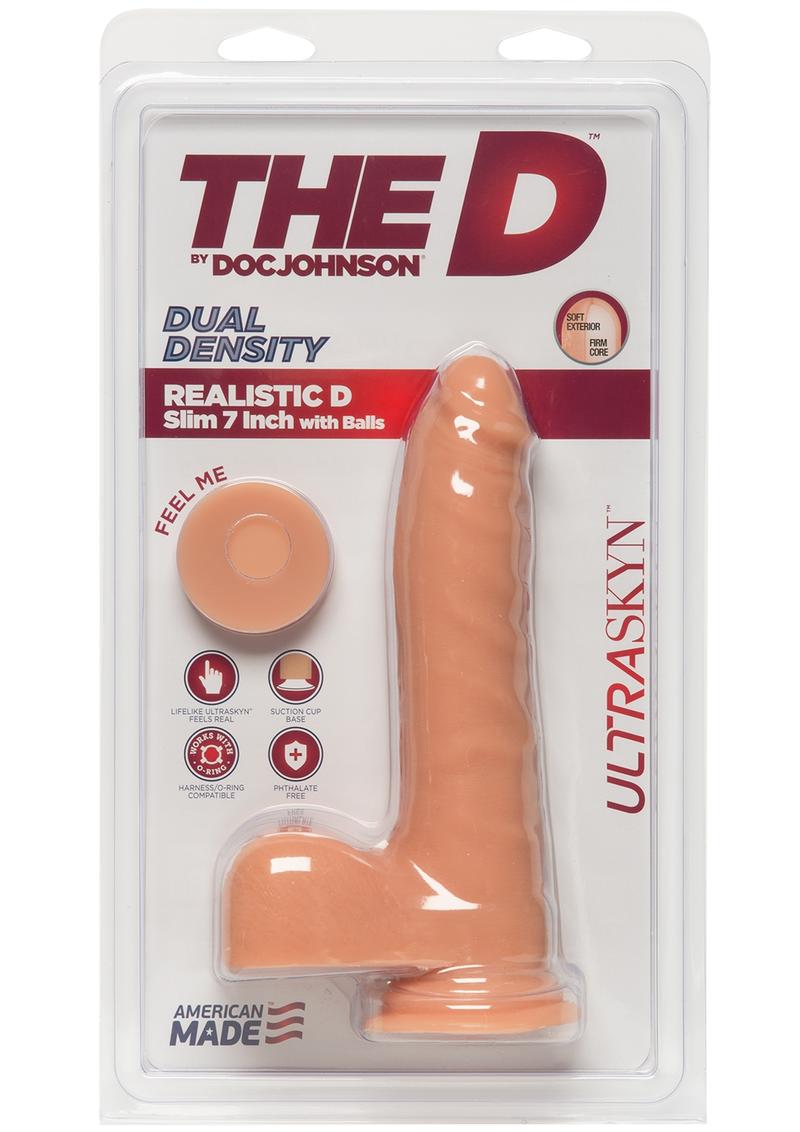 The D Realistic D Ultraskyn Slim Dildo with Balls